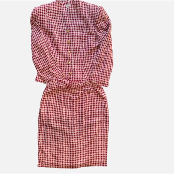 Vintage Christian Dior Houndstooth Skirt Suit (Size 12) - Picture 2 of 16
